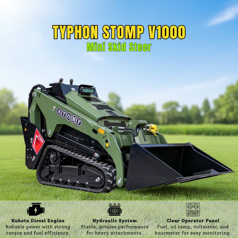 TYPHON Stomp V1000 24HP Kubota D1105 Water Cooled Diesel Skid Steer Pilot Control TYPHON Stomp V1000 24HP Kubota D1105 Water Cooled Diesel Skid Steer Pilot Control