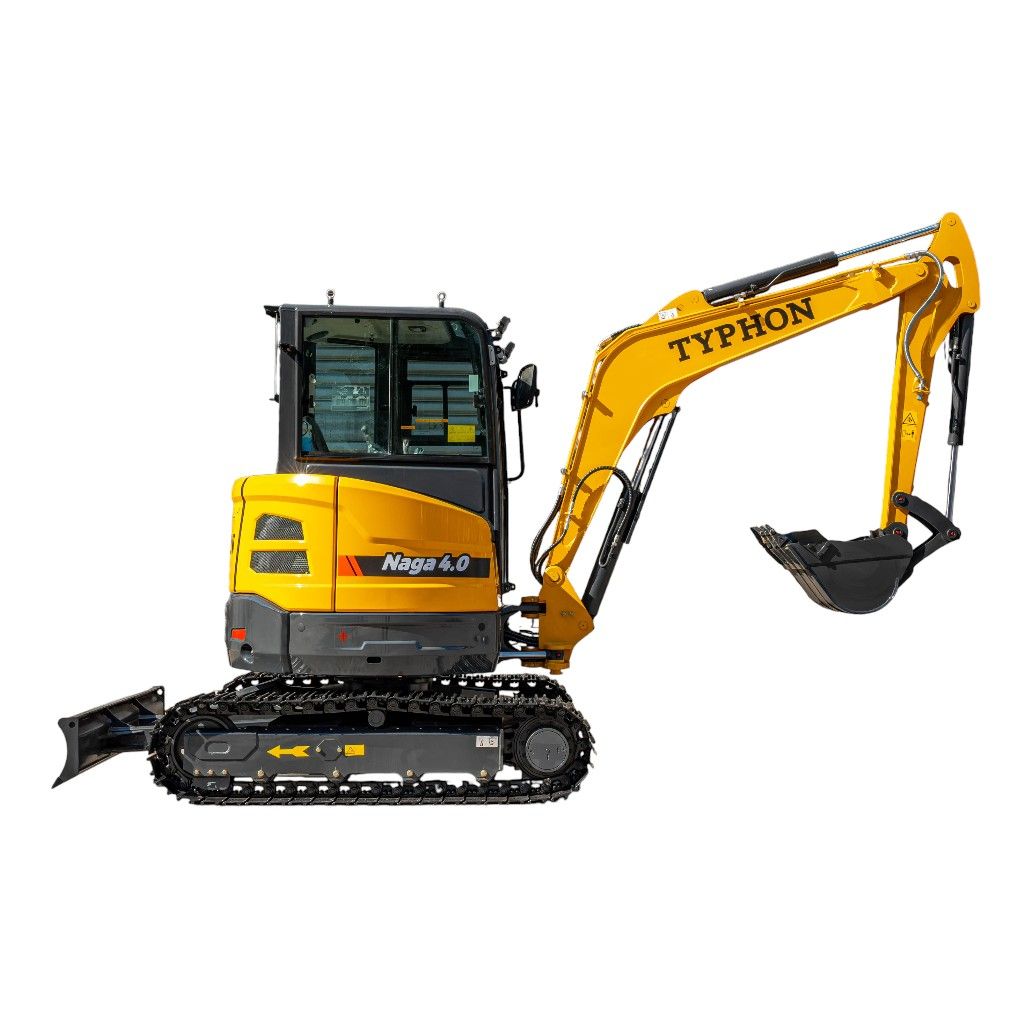TYPHON NAGA 4.0 Mini Excavator with 4 Ton 24.4hp Yanmar Diesel Engine Metal Track ISO SAE control switch, AC Heater Cabin, 2 Travel Speed TYPHON NAGA 4.0 Mini Excavator with 4 Ton 24.4hp Yanmar Diesel Engine Metal Track ISO SAE control switch, AC Heater Cabin, 2 Travel Speed
