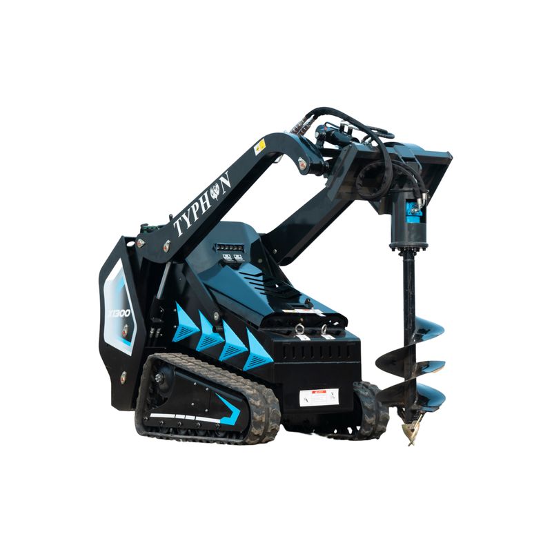 Top Compact & Mini Excavator Diggers- TYPHON Machinery TYPHON STOMP X1300 & STOMP 509 Mini Skid Steer Auger Attachment 200mm Hydraulic