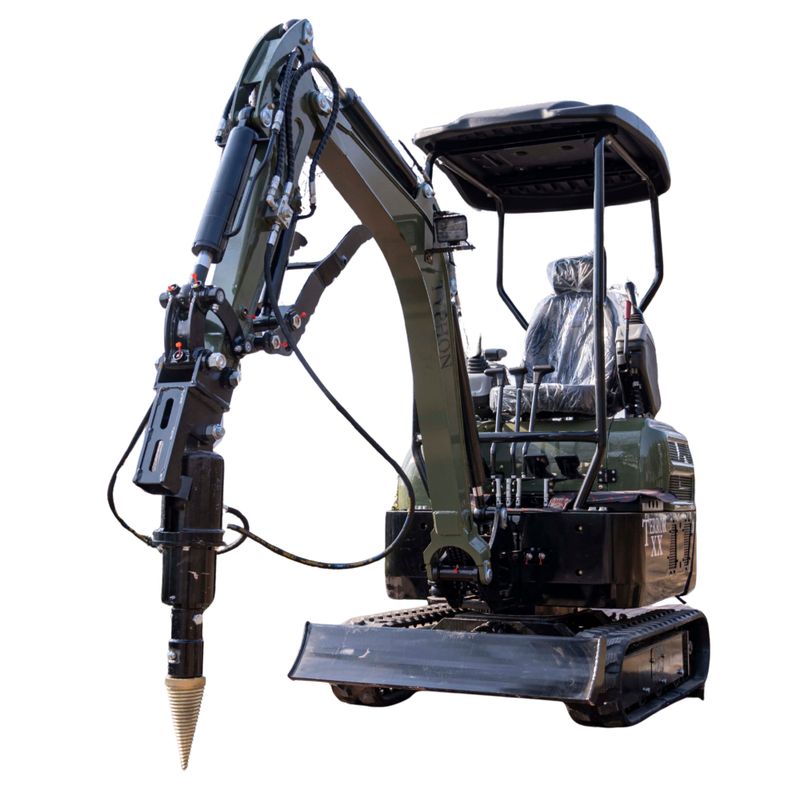 Top Compact & Mini Excavator Diggers- TYPHON Machinery Mini Excavator Hydraulic Wood Splitter Drill Attachment 150mm TYPHON Compatible