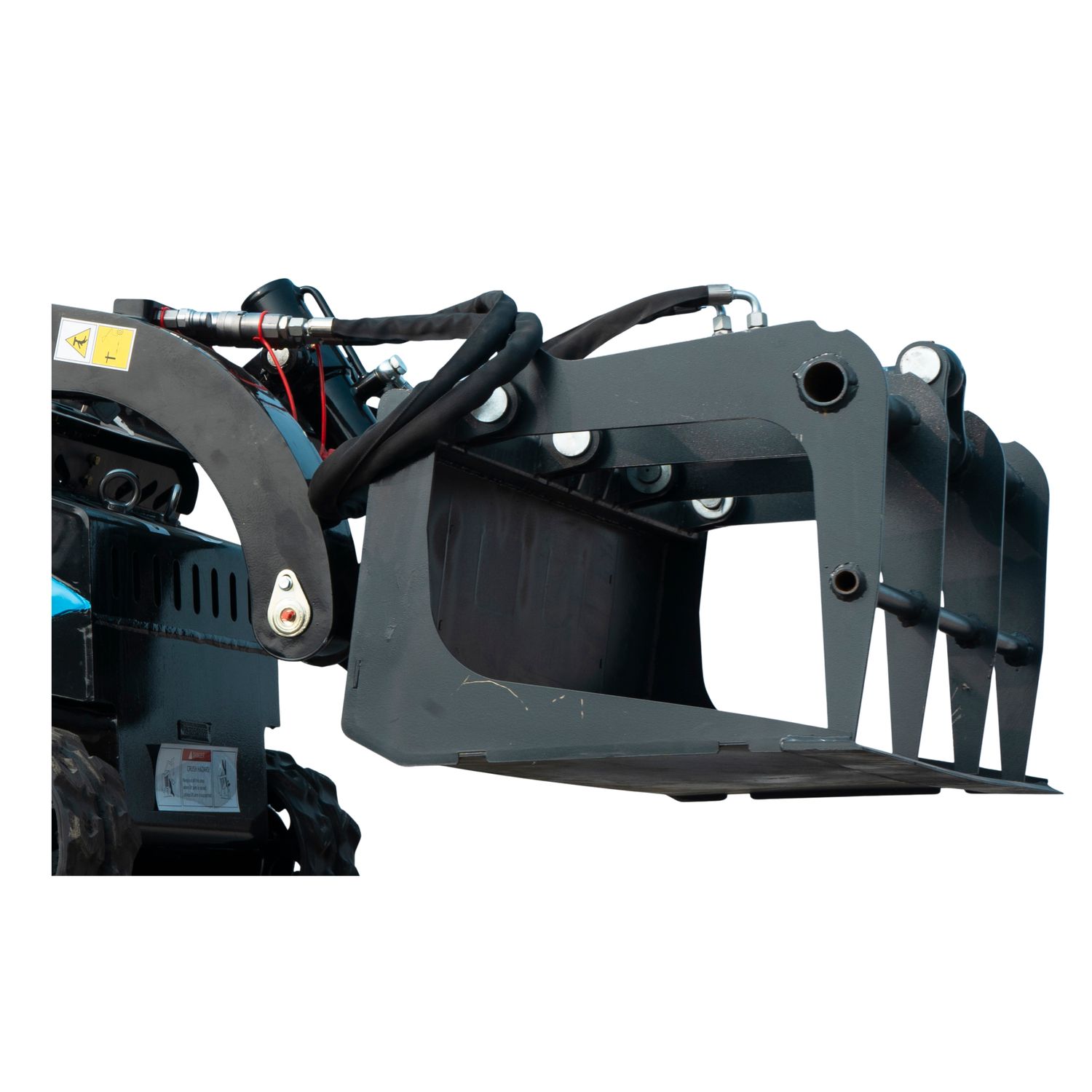 Heavy-Duty Solid Bottom Grapple Bucket for TYPHON STOMP X1300 & STOMP 509 Mini Skid Steers