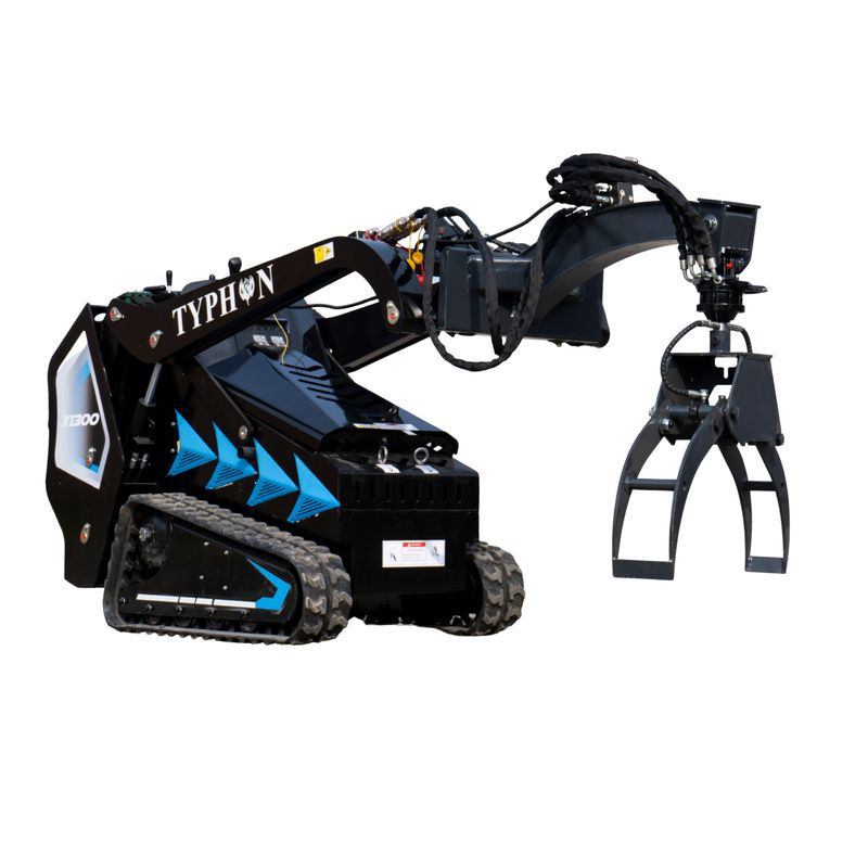 360° Hydraulic Rotary Wood Grabber for TYPHON STOMP X1300 & STOMP 509 Mini Skid Steers 360° Hydraulic Rotary Wood Grabber for TYPHON STOMP X1300 & STOMP 509 Mini Skid Steers