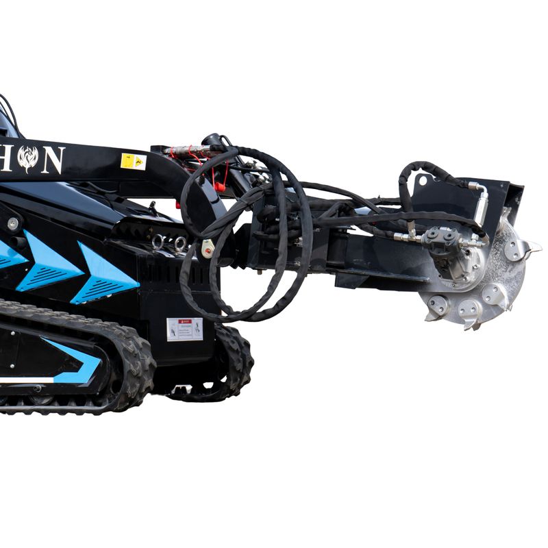 Hydraulic Swing Stump Grinder Attachment for TYPHON STOMP X1300 & STOMP 509 Mini Skid Steers Hydraulic Swing Stump Grinder Attachment for TYPHON STOMP X1300 & STOMP 509 Mini Skid Steers