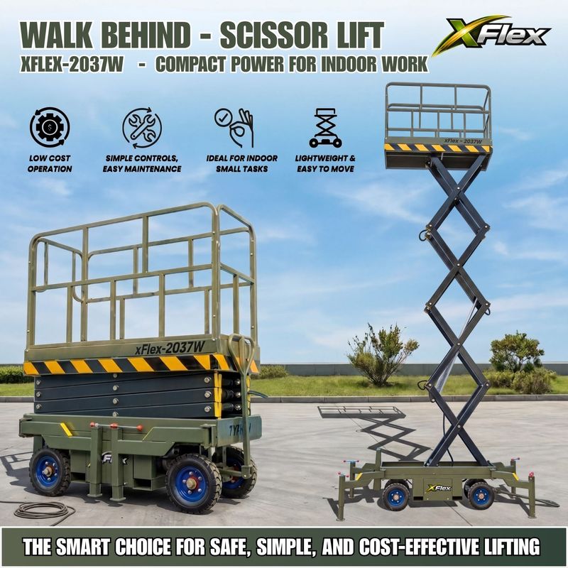 TYPHON xFlex-2037W Walk-Behind Scissor Lift comes with 20ft Working Height and Manual outriggers 1102 lbs load capacity 110V Electric TYPHON xFlex-2037W Walk-Behind Scissor Lift comes with 20ft Working Height and Manual outriggers 1102 lbs load capacity 110V Electric