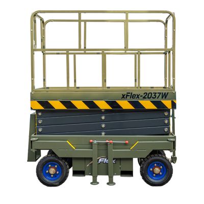 TYPHON xFlex-2037W Walk-Behind Scissor Lift comes with 20ft Working Height and Manual outriggers 1102 lbs load capacity 110V Electric