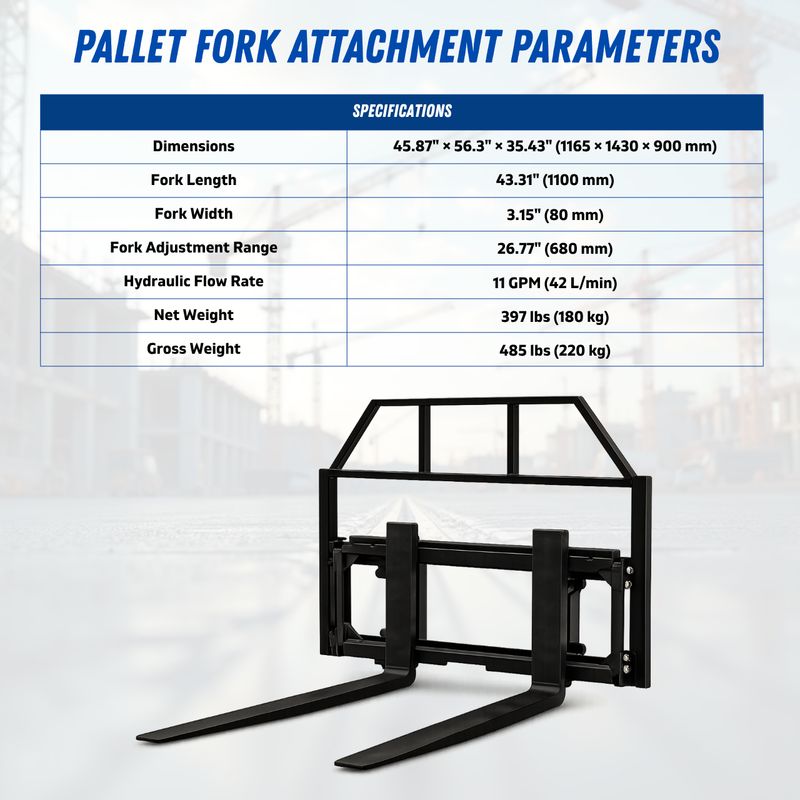 Top Compact & Mini Excavator Diggers- TYPHON Machinery TYPHON Skoop Hydraulic Pallet Fork Attachment for Wheel Loader 43 Inch 11.1 GPM