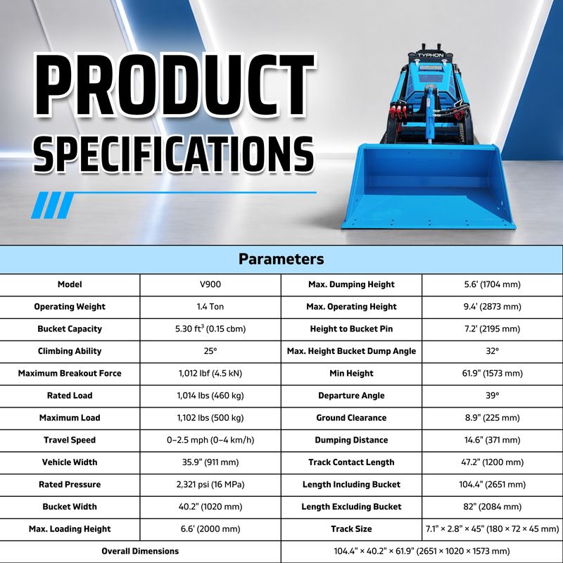 Brand New TYPHON STOMP V900  Mini Track Loader  Kubota D1105 25HP Diesel  Stand-On Skid Steer EPA / EU Stage V