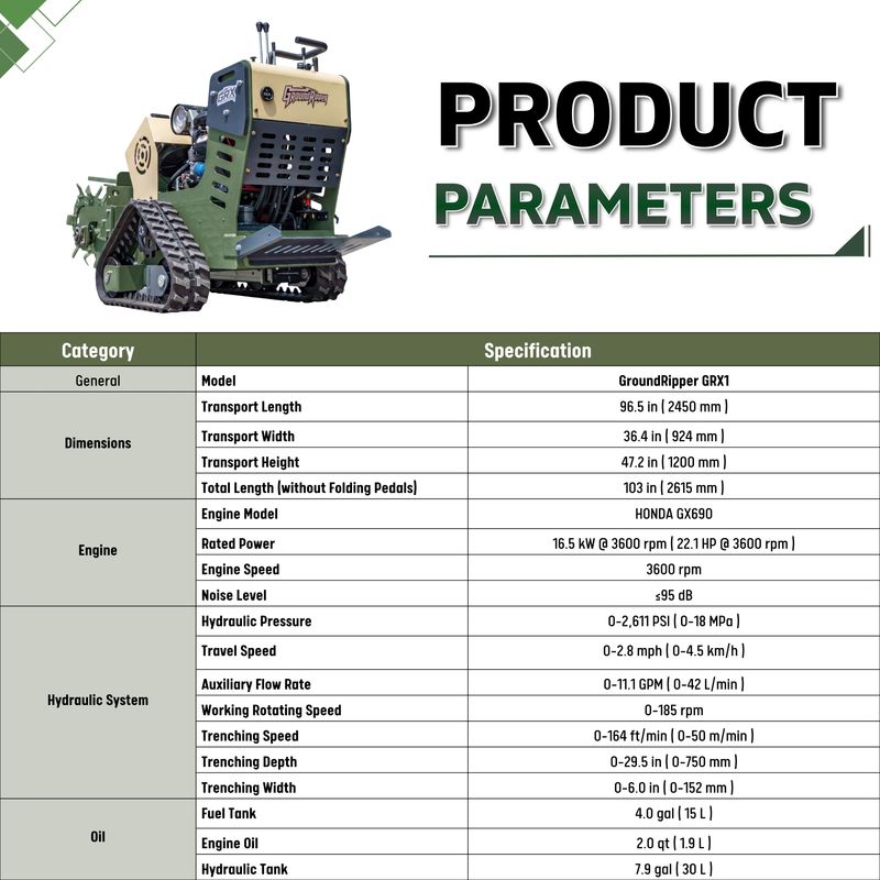 TYPHON GroundRipper GRX1 Compact Track Trencher  Konstructz Series w/ Honda GX690 22.1HP Engine