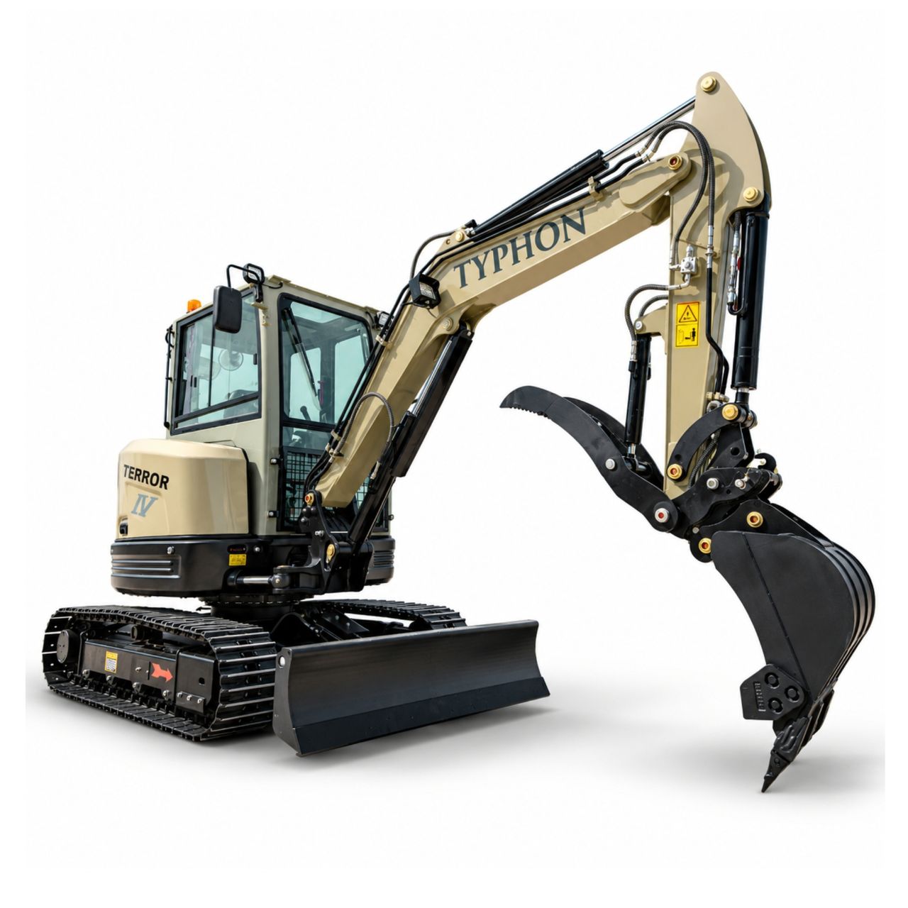 TYPHON Terror IV PROPACT Series - 9,000 lb Mini Excavator with Kubota D1703 3-Cylinder Diesel Engine, AC/Heater Cabin, Dual Speed Control & Metal Track TYPHON Terror IV PROPACT Series - 9,000 lb Mini Excavator with Kubota D1703 3-Cylinder Diesel Engine, AC/Heater Cabin, Dual Speed Control & Metal Track