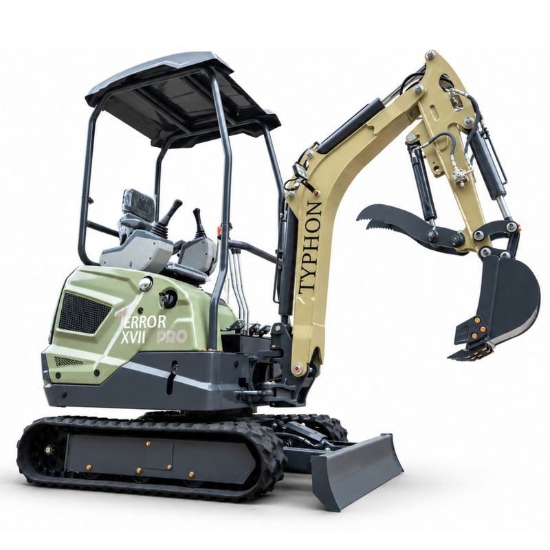 TYPHON TERROR XVII PRO 3,800 lb Mini Excavator - EPA Certified Kubota D902 Diesel Engine with Hydraulic oil cooler and Boom Swing TYPHON TERROR XVII PRO 3,800 lb Mini Excavator - EPA Certified Kubota D902 Diesel Engine with Hydraulic oil cooler and Boom Swing