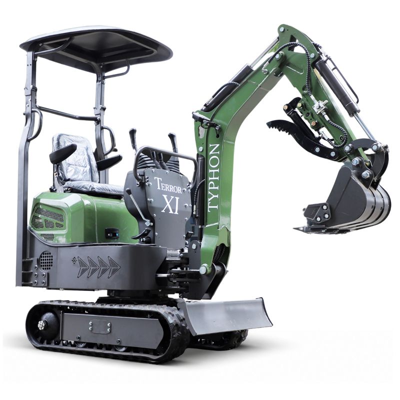 TYPHON TERROR XI 1.1 Ton Mini Excavator with Briggs & Stratton USA Engine, Hydraulic Oil Cooler, Boom Swing & Double-Sided Throttle Valve TYPHON TERROR XI 1.1 Ton Mini Excavator with Briggs & Stratton USA Engine, Hydraulic Oil Cooler, Boom Swing & Double-Sided Throttle Valve