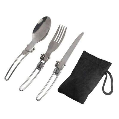 Long Cooker Folding Knife Spoon Stainless Steel Cutlery Set Combination Fork and Fork Cutlery Cutlery Tableware Picnic Camp
