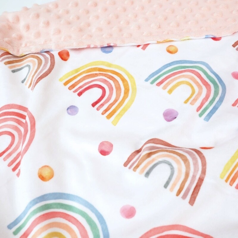 Minky Blanket - Pink Rainbow