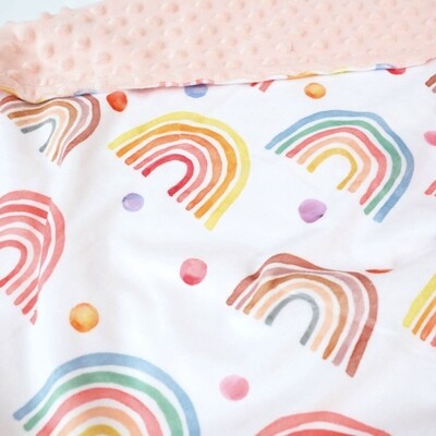Minky Blanket - Pink Rainbow