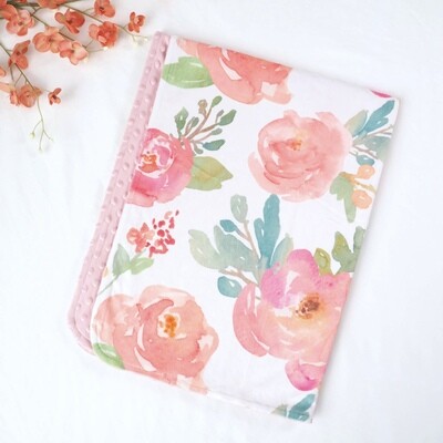 Minky Blanket - Peonies