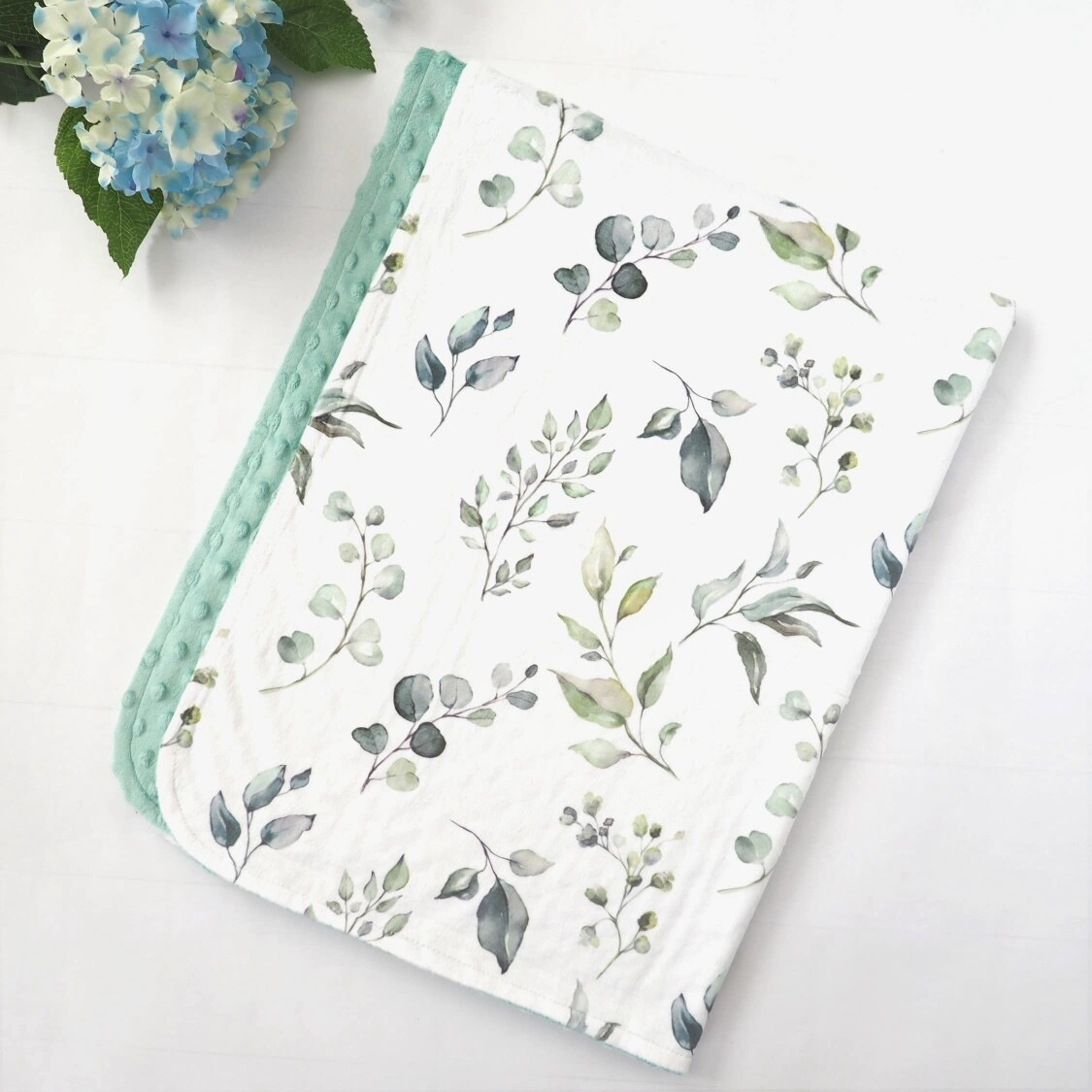 Minky Blanket - Eucalyptus Greenery