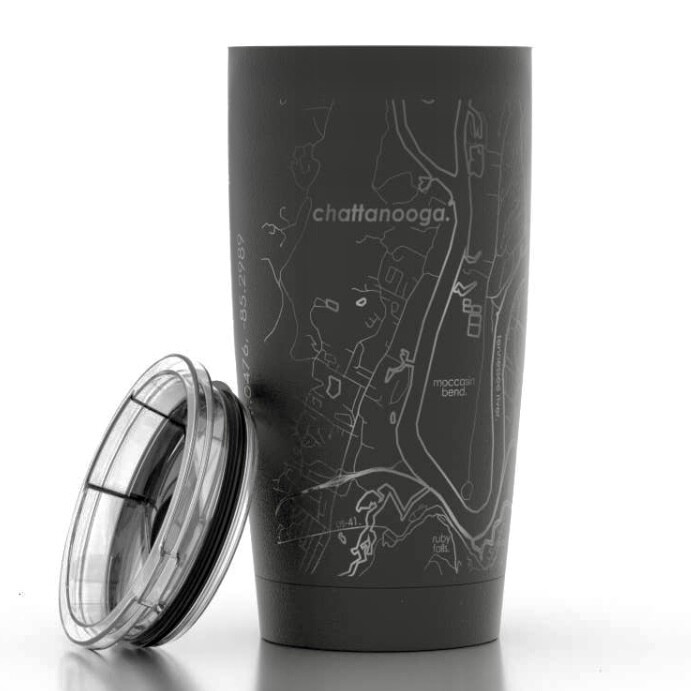 Chattanooga TN Map Insulated Pint Tumbler-Black