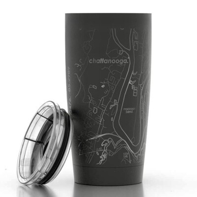 Chattanooga TN Map Insulated Pint Tumbler-Black