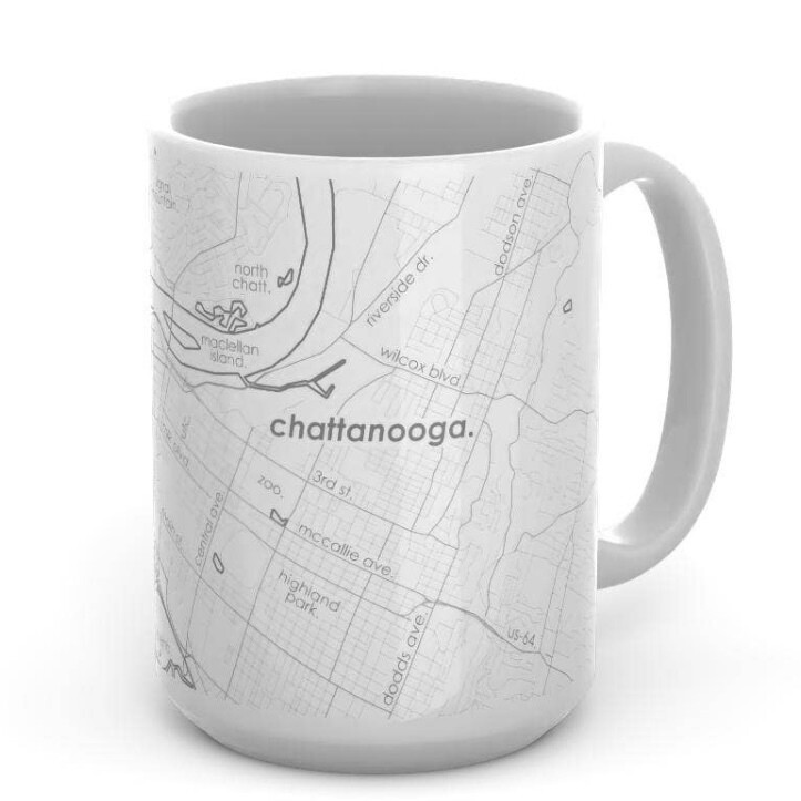 Chattanooga TN Map Ceramic Mug