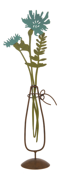 Blue Metal Flower Decor