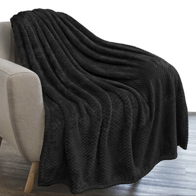 Black Waffle Fleece Blanket