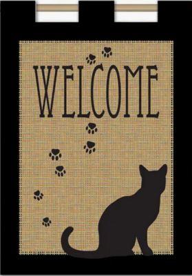 Welcome with Cat Garden Flag