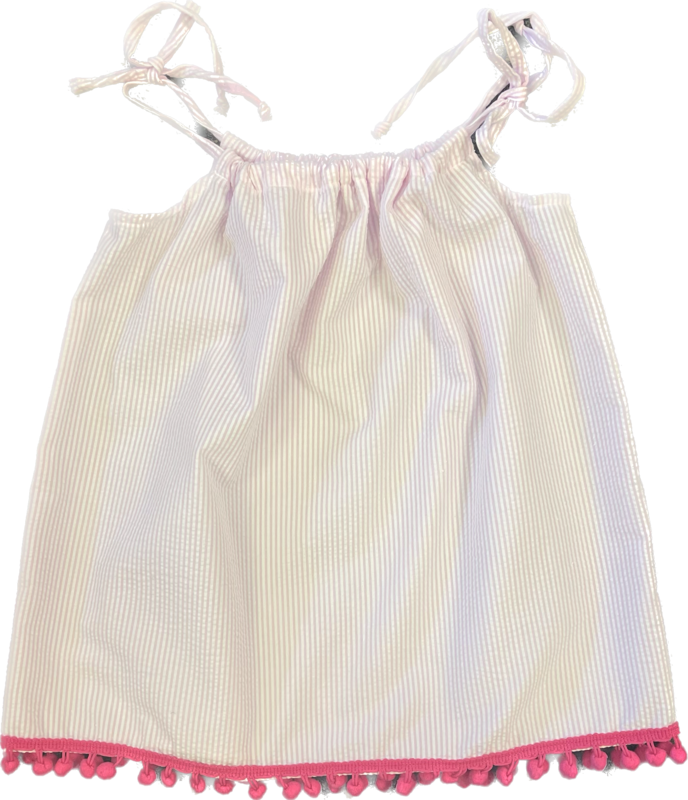 Seersucker Dress-Pink