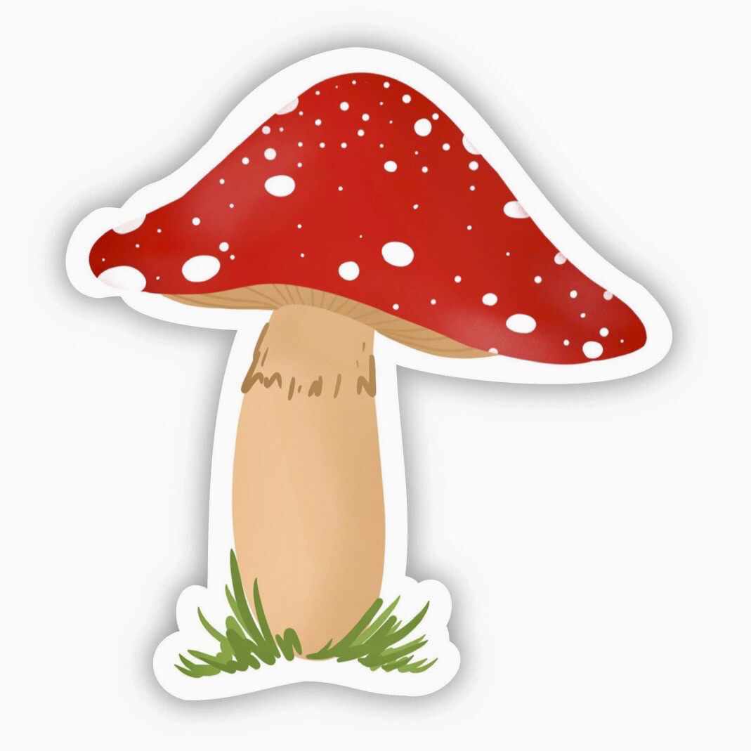 Red Mushroom Waterproof Vinyl Sticker