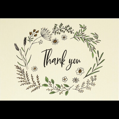 Botanical Thanks You Note Cards