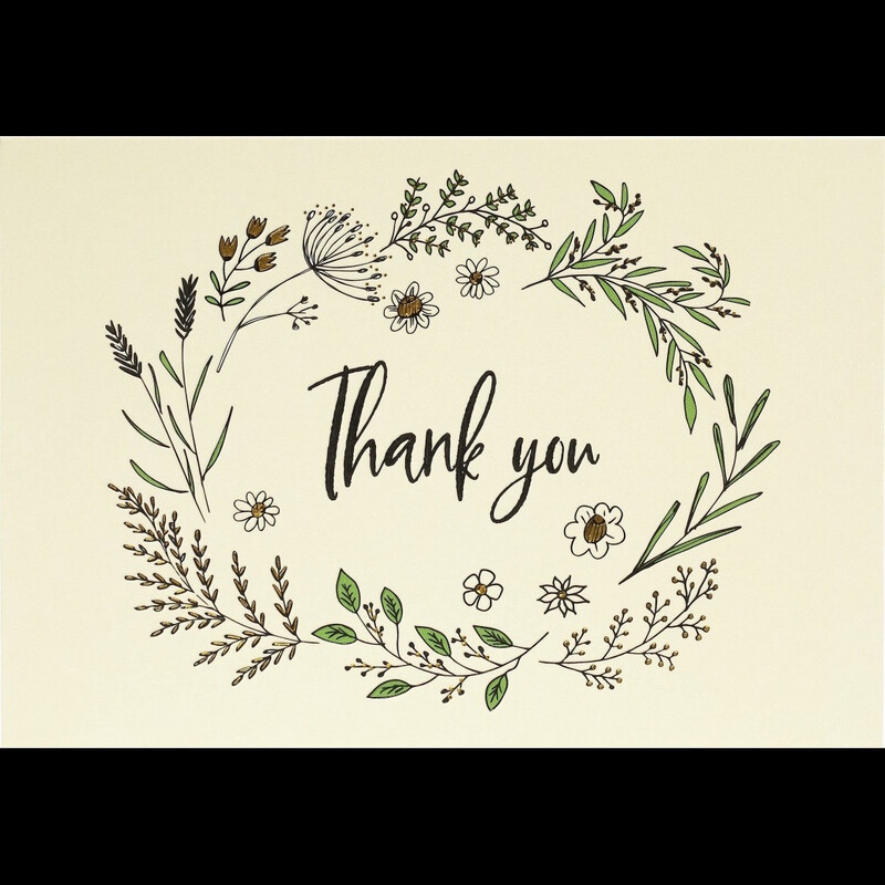 Botanical Thanks You Note Cards