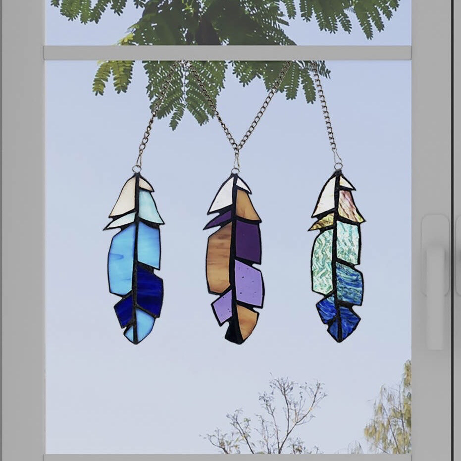 Feather Trio Mosaic Glass Art