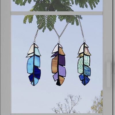 Feather Trio Mosaic Glass Art