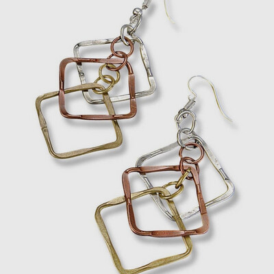 Tri Color Metal Earrings