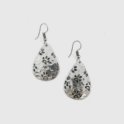 Pet Stamped Silver Earrings