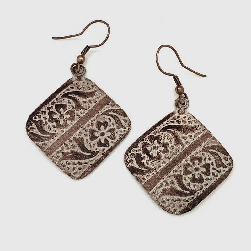 White Floral Brass Earrings
