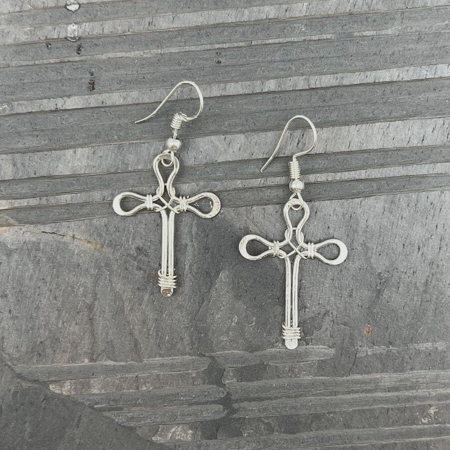Silver Cross Earrings