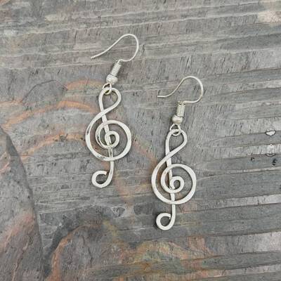 Music Treble Clef Metal Earrings