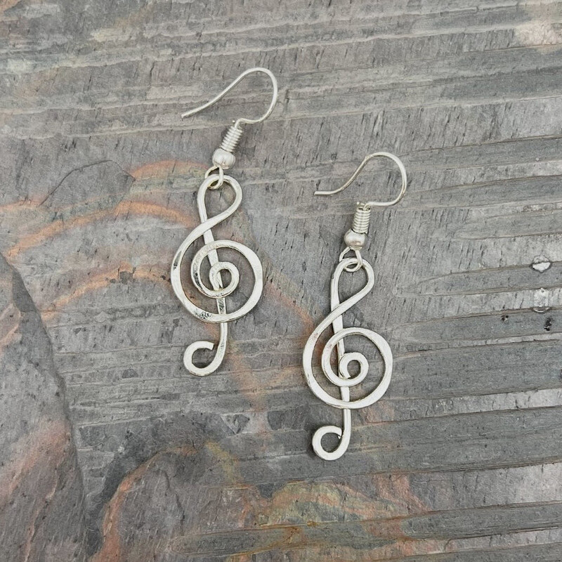Music Treble Clef Metal Earrings