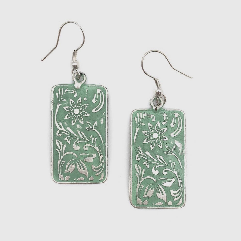 Green Floral Earrings