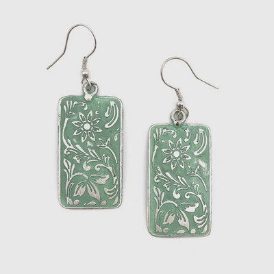 Green Floral Earrings