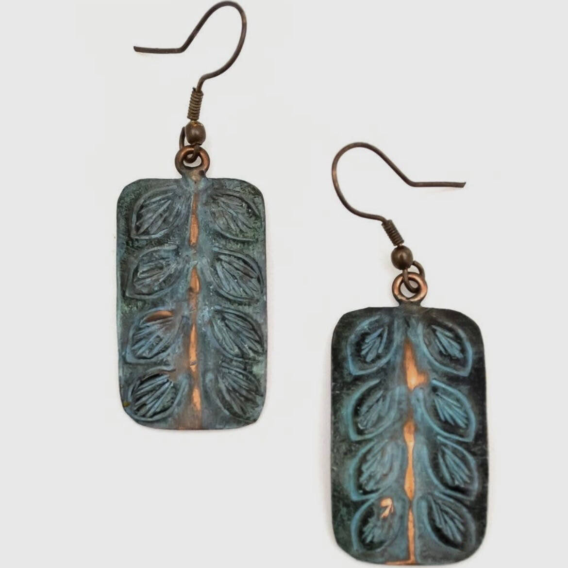 Blue Split Leaf Earrings