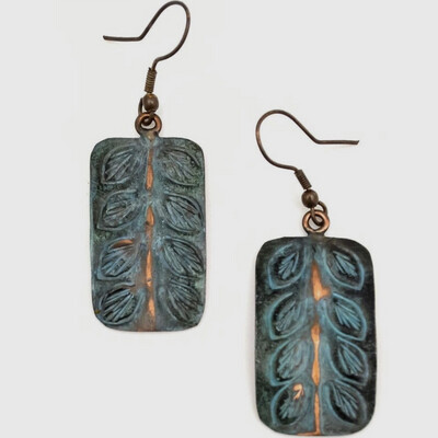 Blue Split Leaf Earrings