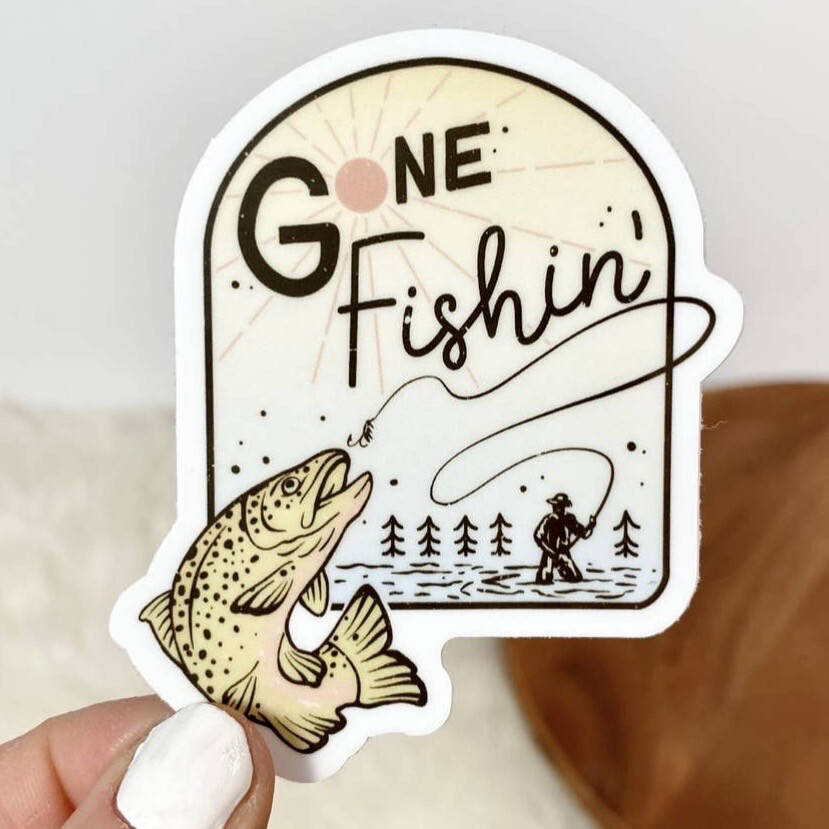 Gone Fishing Waterproof Vinyl Sticker