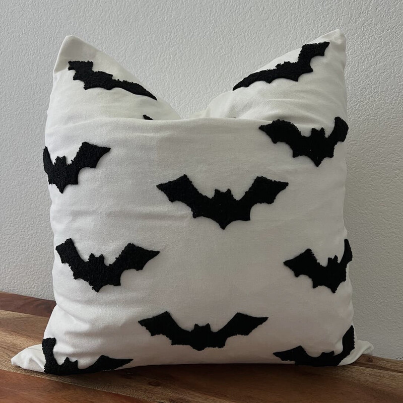 Bat Pom Pillow Cover