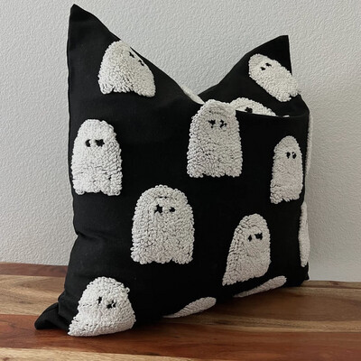 Ghost Pom Pillow Cover
