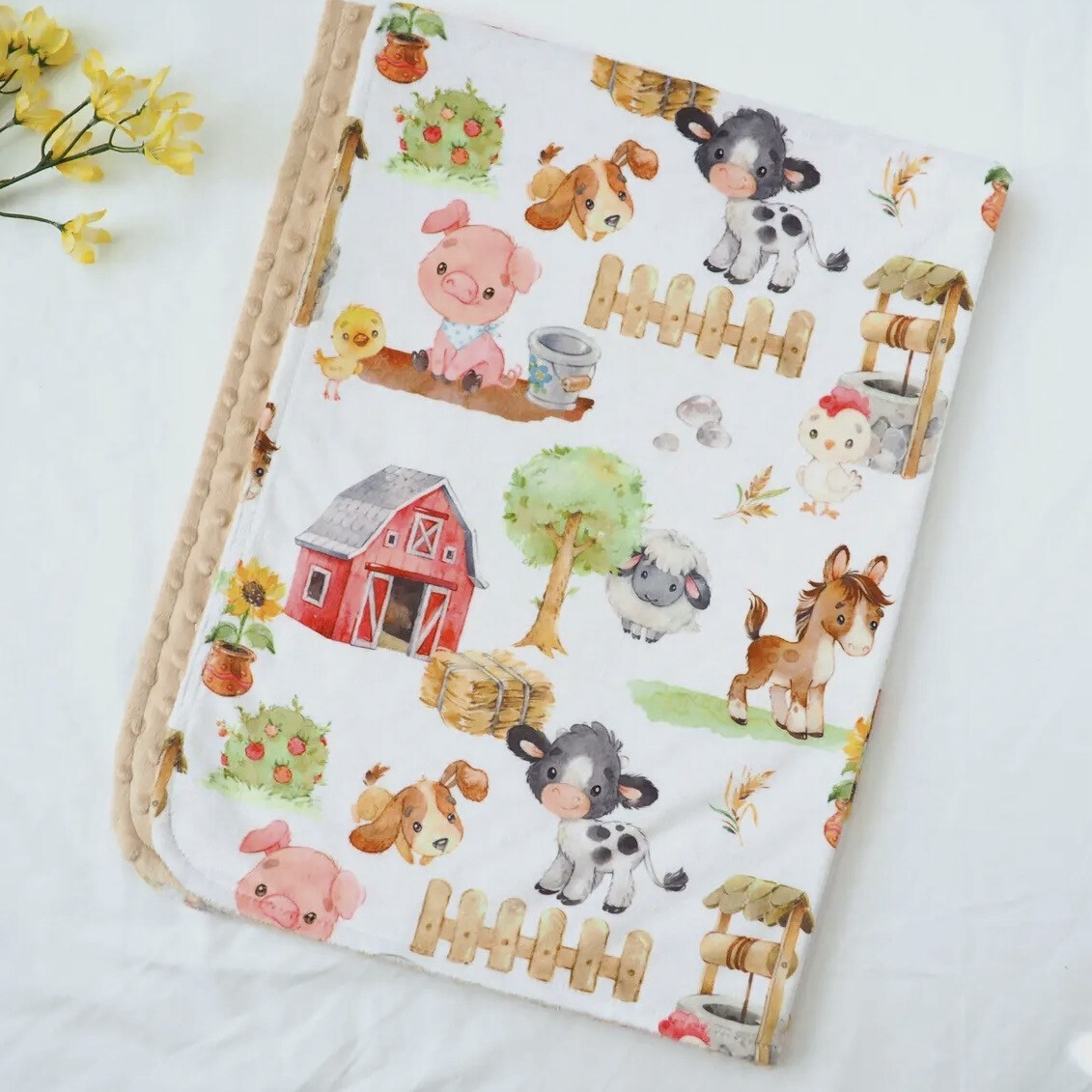 Cream Farm Minky Baby Blanket