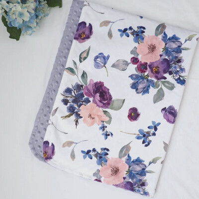 Purple Floral Minky Baby Blanket