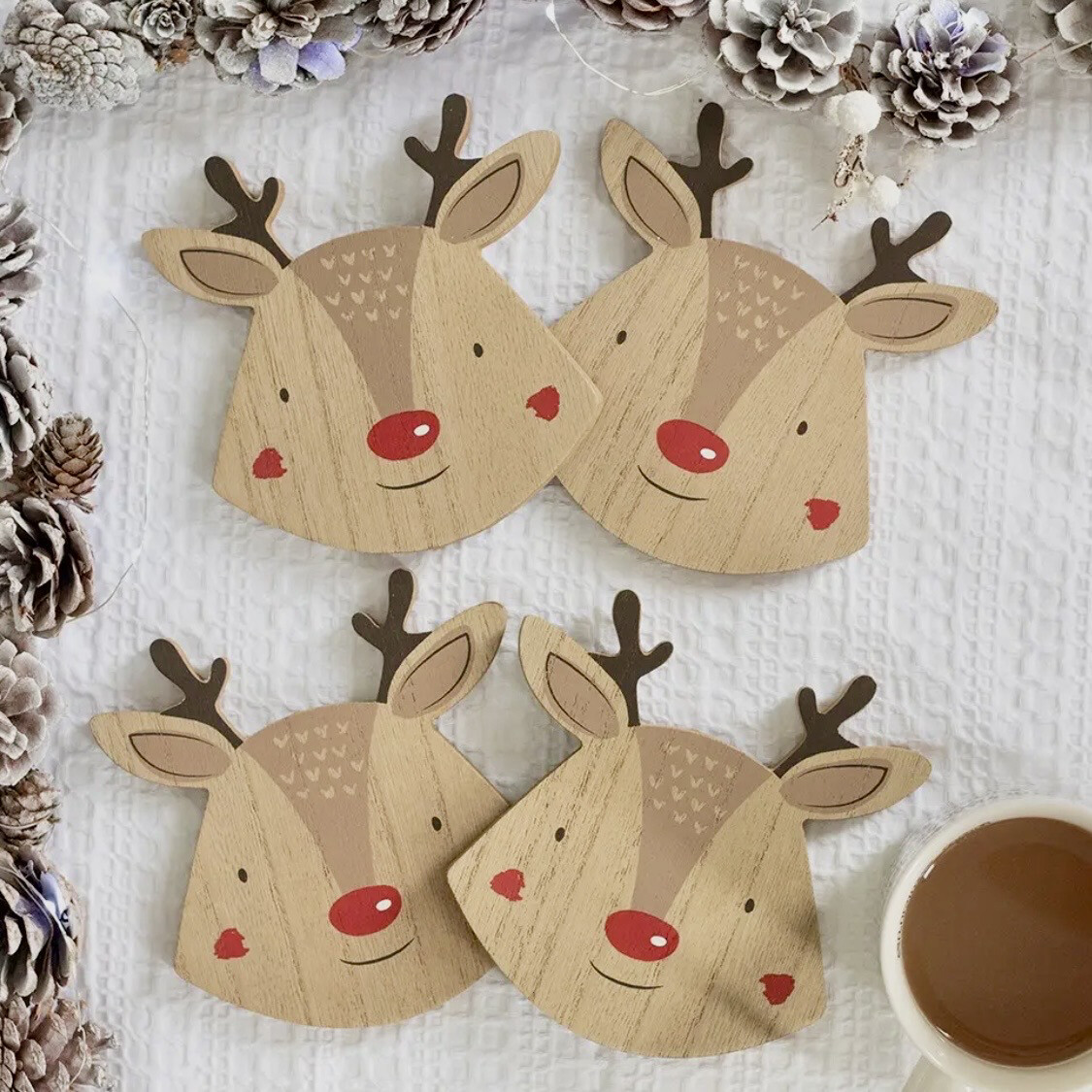 Set Of Four Reindeer Coasters