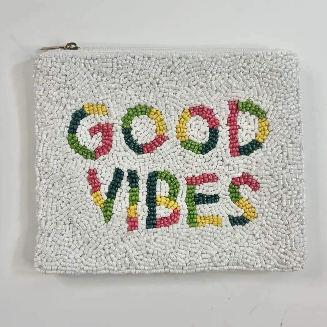 Good Vibes Beaded Coin Purse