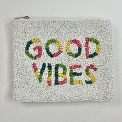 Good Vibes Beaded Coin Purse